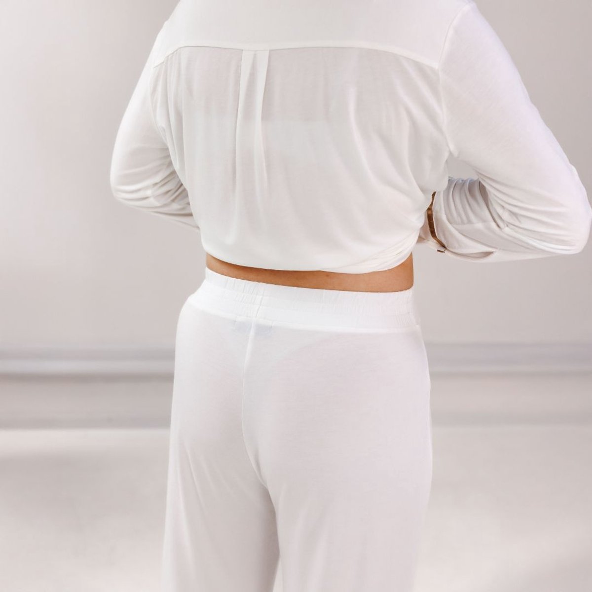 TENCEL Pyjama Set Lang Dames Off White - Maat S