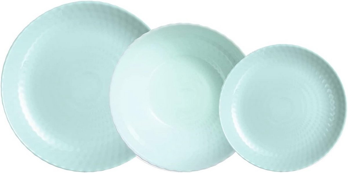 Turquoise Opaalservies 18 Delen voor 6 Personen