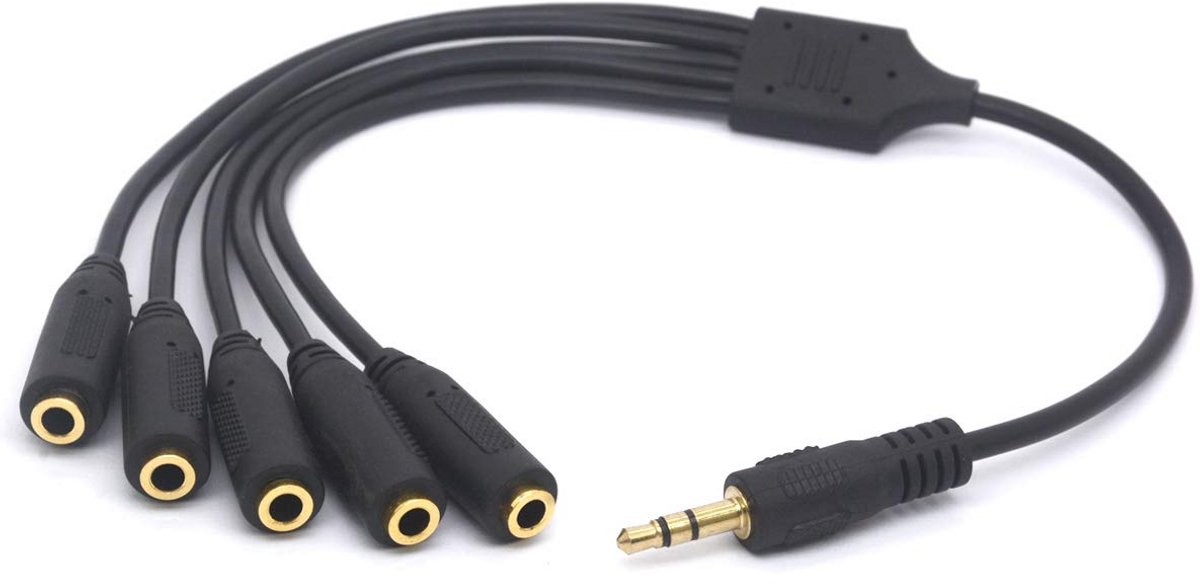 3.5mm Hoofdtelefoon Splitter - 1 Mannelijke naar 5 Vrouwelijke TRS Stereo Jack Kabel