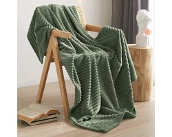 KZQ Olijfgroene Fleece Deken 127x156 Cm Zachte Lichte Pluche Banket Voor Binnen En Buiten Onderhoudsvriendelijk Sofadeken Knuffeldeken Woondeken Luchtige Fleecebanket