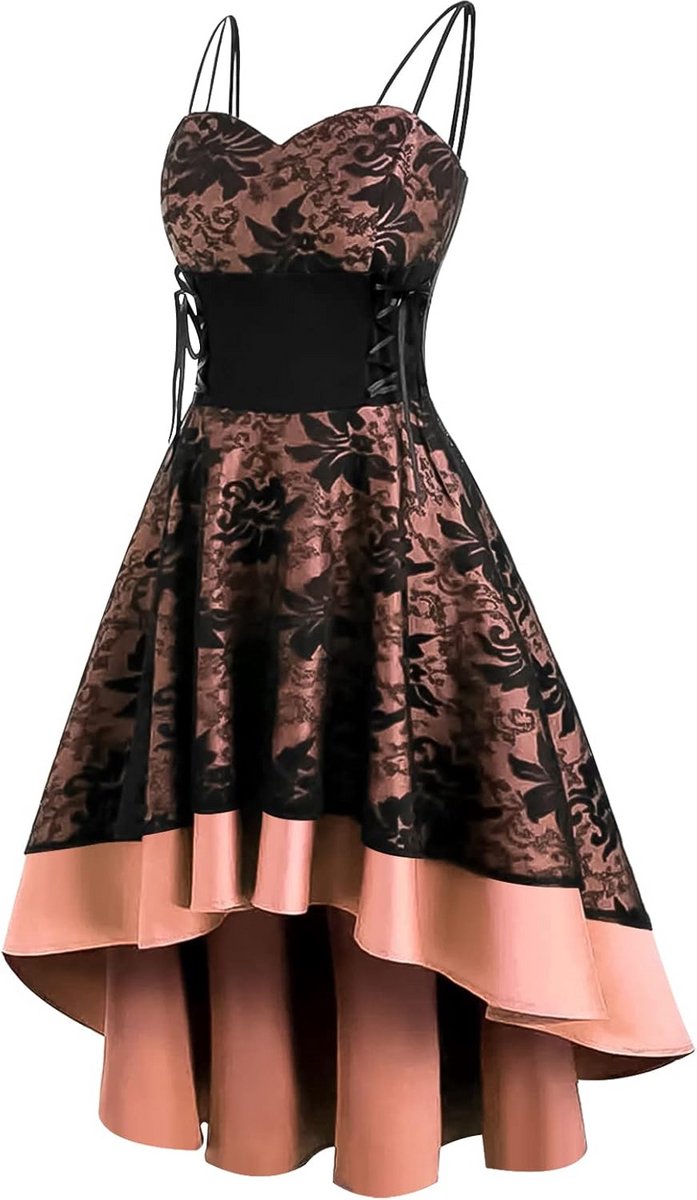 Gothic Jurk Dames met Bandjes | Retro Middeleeuwse Vintage Avondjurk met Veters