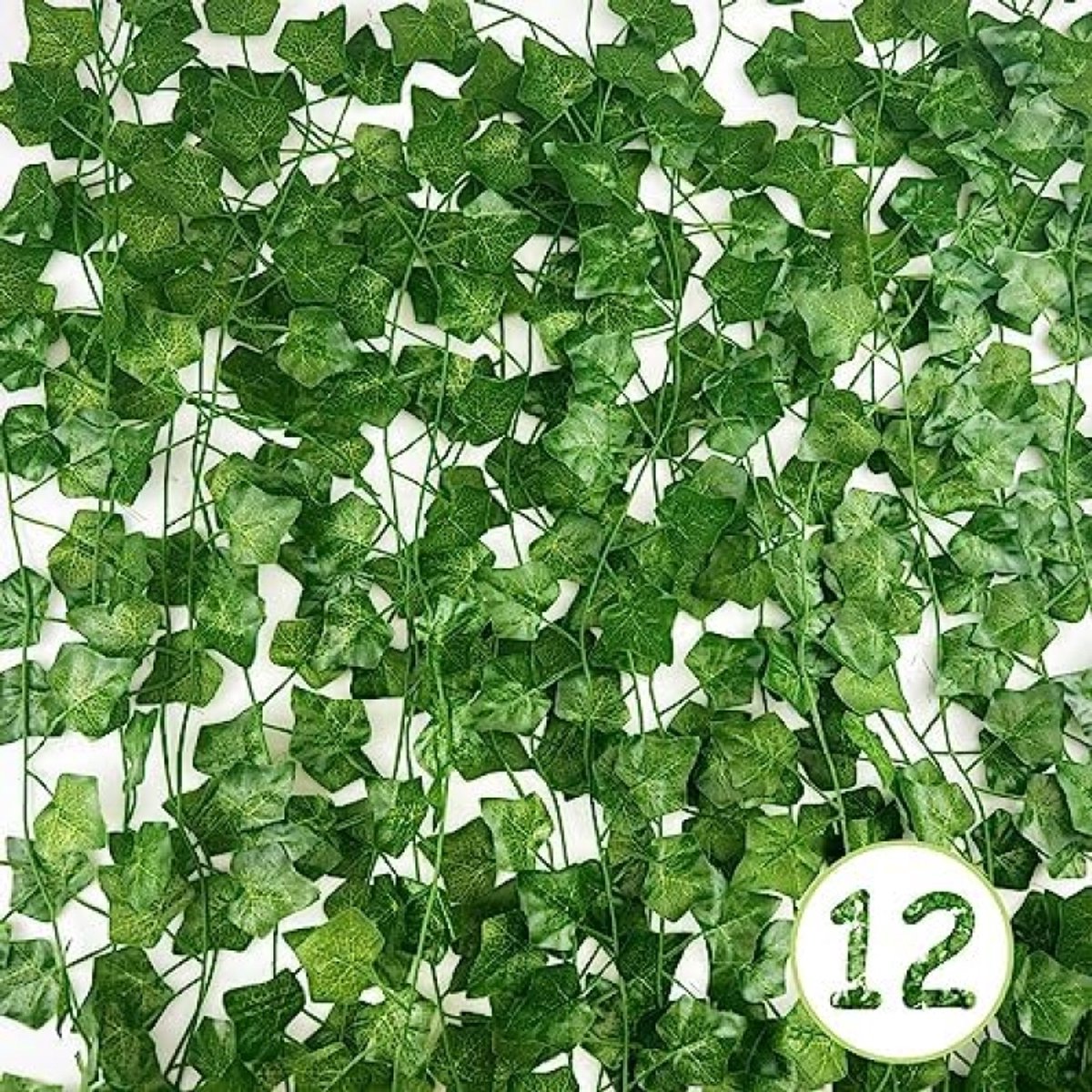 PromoHome Kunstmatige Klimop Slingers - 12 Stuks Decoratieve Hangplanten