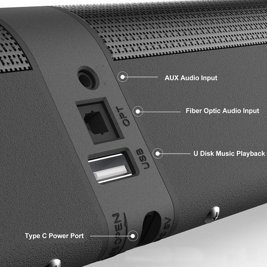 Soundbar met 40W Subwoofer en 3D Stereo Surround Geluid voor TV en Computer — afbeelding 3
