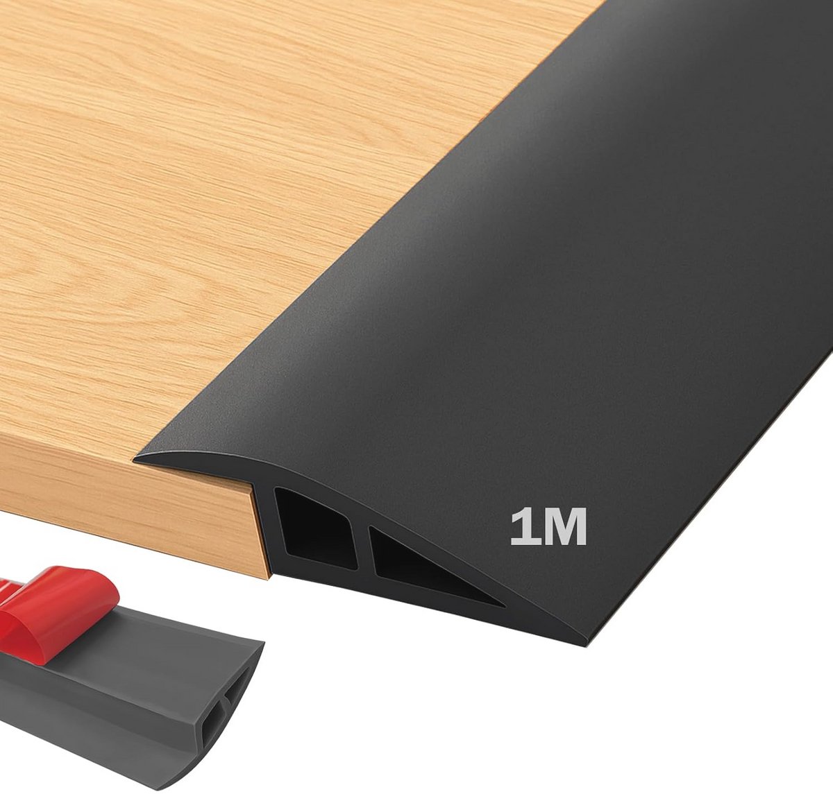 Zelfklevend Overgangsprofiel voor Vloeren - PVC Drempelhelling, 1m x 5cm, Zwart