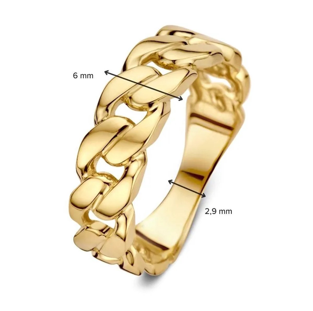 14 karaats gouden ring met schakel motief