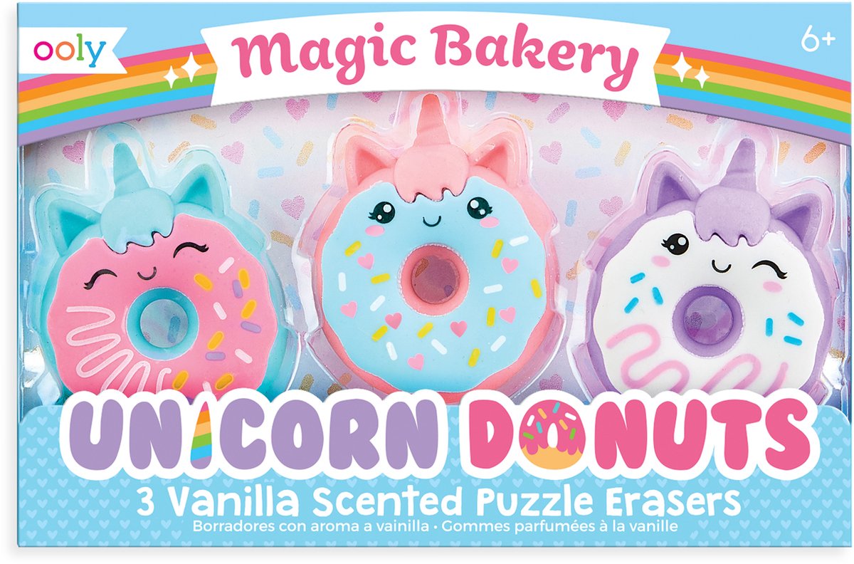 Magic Bakery Unicorn Donuts Scented Erasers - Set of 3