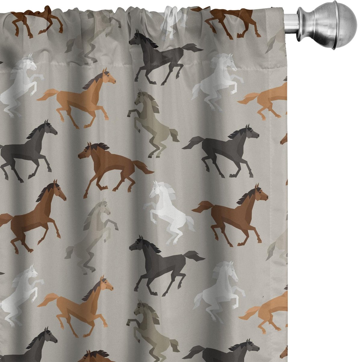 ABAKUHAUS Paarden Gardijnen – 2x75x175 cm – Halverduisterend, Multicolor
