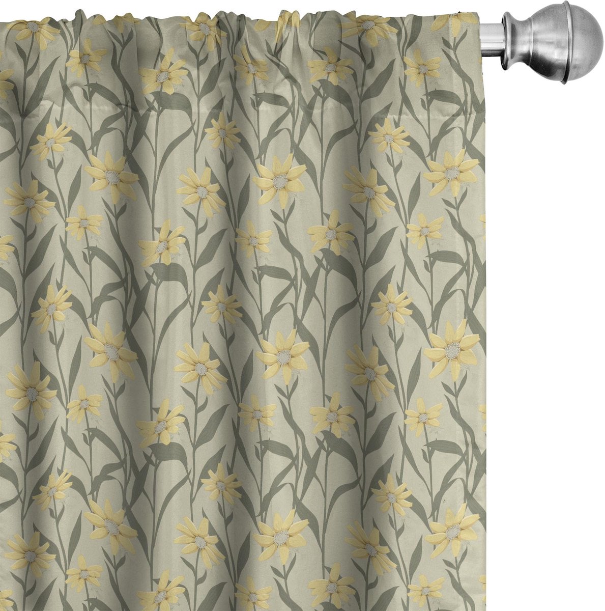 ABAKUHAUS Geel & Armygroen Voorhangen – 2x75x175 cm – Microfiber – Halfdonker