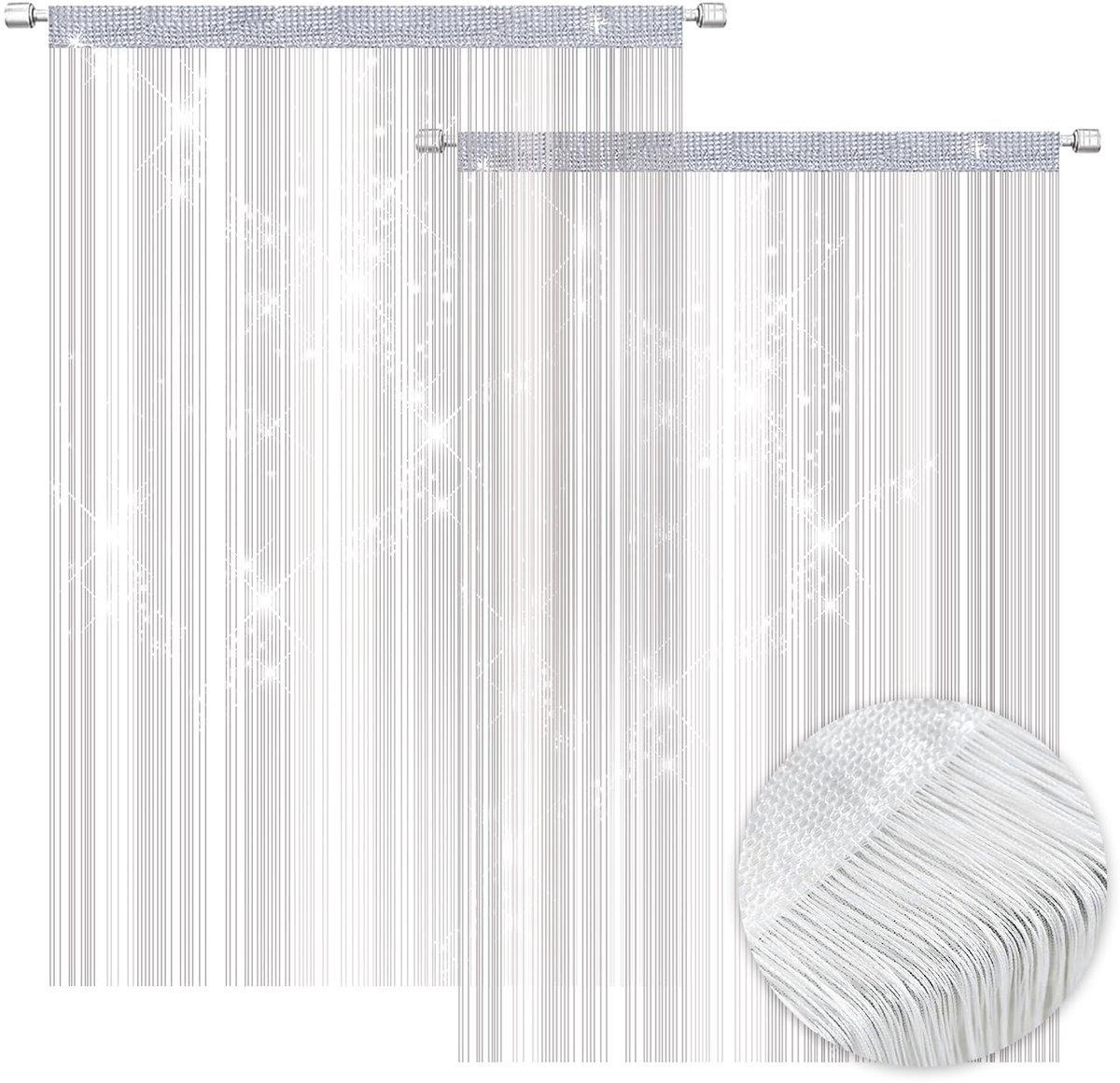 Stunq® Glanzende Witte Draadgordijnen Set van 2 met Insectenbescherming en Decoratief Ontwerp