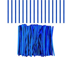 Product afbeelding van 750 Stuks 10cm Draad Twist Ties voor Snoepzakjes en Koffiezakjes - Metaal Twist Banden voor Snacks en Cake Pops - Feestartikelen in Blauw - Handige Sluitstrips met Iron Core