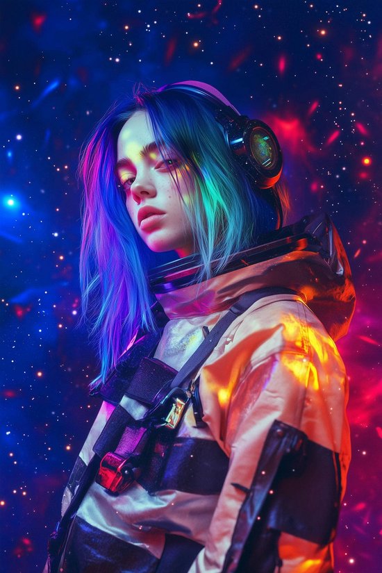 Billie Eilish Poster - Muziek Posters - Mode - Portret - Zangeres - Fantasie - Wanddecoratie Woonkamer - 180 gram papier - XS5252BY - Formaat 30 x 40cm