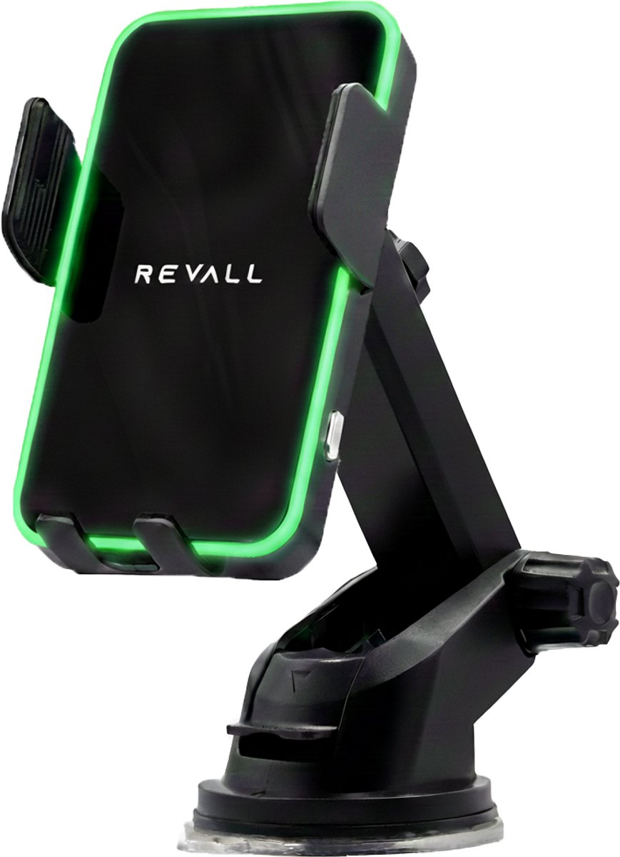 REVALL® Telefoonhouders Auto 15W QI Draadloze Oplader - Raam - Dashboard - Ventilatierooster - Telefoonhouder Auto Zuignap - Dual Coil - Wireless Charger - Aluminium - GSM Houder Auto