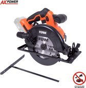 FERM - AX-POWER - CSM1049 - Accu cirkelzaag - 20V - met - Houtzaagblad - 165mm - T24 - Zaagcapaciteit: - 45mm - Kantelbaar - 0-45° - 4000 toeren/minuut - Zonder accu en lader - Draadloze cirkelzaag - FX-POWER - Accu platform - Wireless circular saw