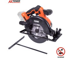 FERM - AX-POWER - CSM1049 - Accu cirkelzaag - 20V - met - Houtzaagblad - 165mm - T24 - Zaagcapaciteit: - 45mm - Kantelbaar - 0-45° - 4000 toeren/minuut - Zonder accu en lader - Draadloze cirkelzaag - FX-POWER - Accu platform - Wireless circular saw
