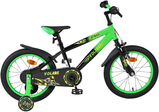 Volare Strike Kinderfiets - Jongens - 16 inch - Zwart Groen