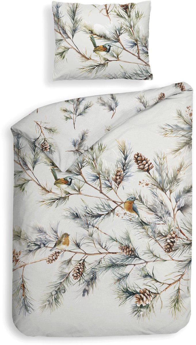 Heckettlane Dekbedovertrek Destiny - Bedlinnen met Takken print - 140x200-220 cm - Multi - Dekbedovertrek van 100% Katoen-Satijn Destiny Multi