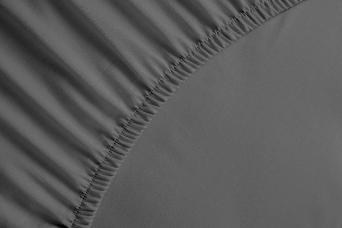 Yellow Hoeslaken Percale - Katoen - Grijs - Eenpersoons 90x210/220 cm - natuurlijk materiaal - slijtvast en duurzaam