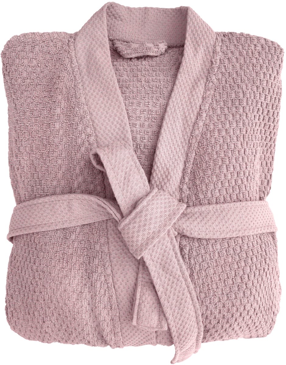 Heckettlane Badjas Katoen Grant - Shady Pink - Maat S - Badjas 100% Katoen - Badjas / Kamerjas Dames - Badjas / Kamerjas Heren
