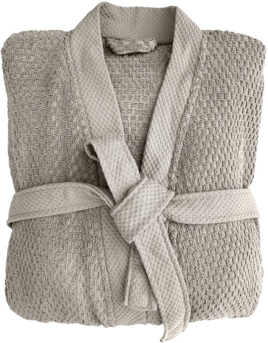 Heckettlane Badjas Katoen Grant - Glacier Grey - Maat M - Badjas 100% Katoen - Badjas / Kamerjas Dames - Badjas / Kamerjas Heren