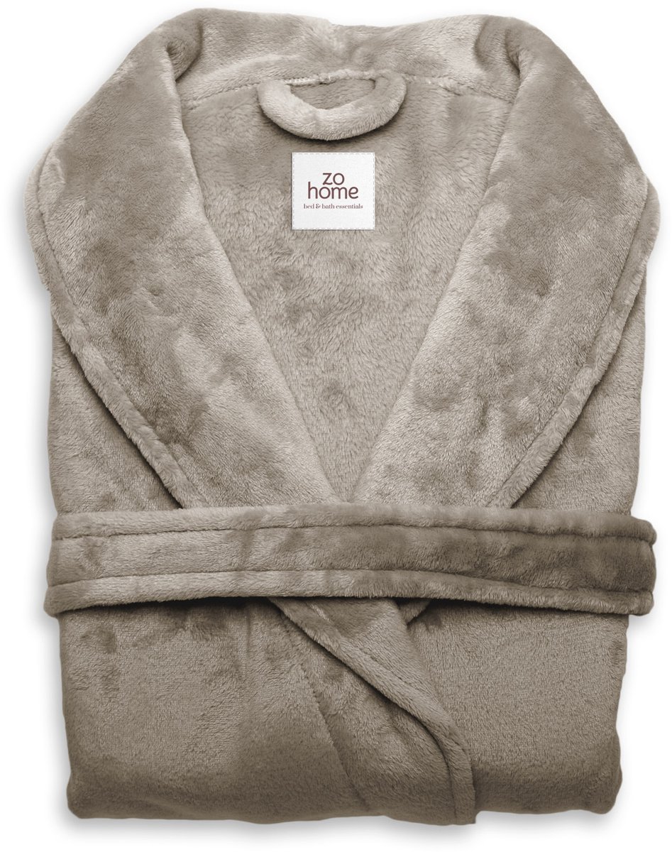 Zohome Badjas Cara - Kamerjas voor Dames en Heren - Maat M - Ochtendjas - Geschikt voor de Sauna - Taupe
