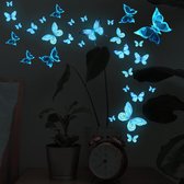 1 stuks- muurstickers kinderkamer-muurstickers slaapkamer-muurstickers babykamer-Glow in the dark sterren - Glow in the dark stickers-vlinders-Muurstickers Kinderkamer en Babykamer-Meisjeskamer Decoratie-Sticke- Lichtgevend-Kindercadeautje
