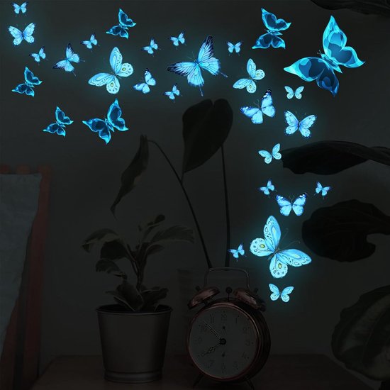 1 pièce- Étoiles Glow in the dark - Autocollants Glow in the dark-papillons-Stickers muraux Chambre d'enfants et Chambre de bébé