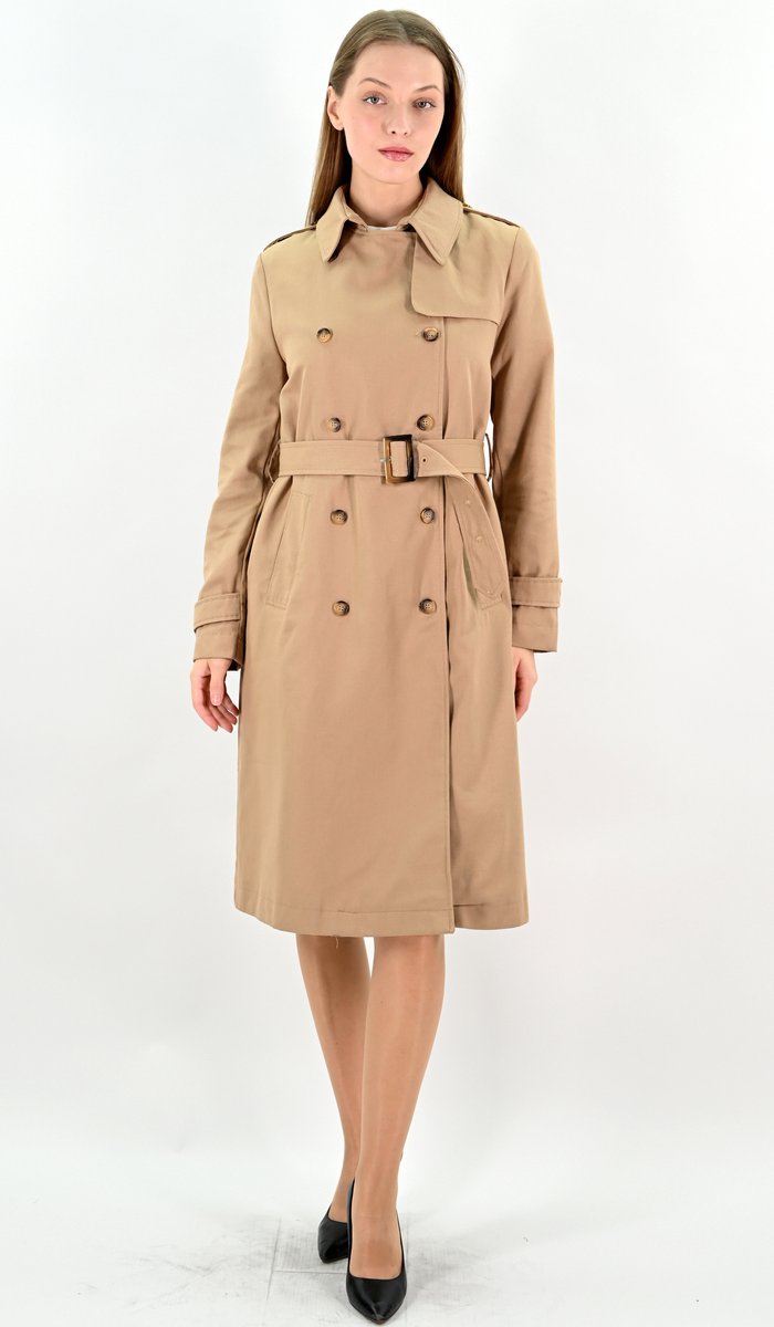 YesMooi - Waterafstotende lange trenchcoat - Water repellent - Camel - XL (42)