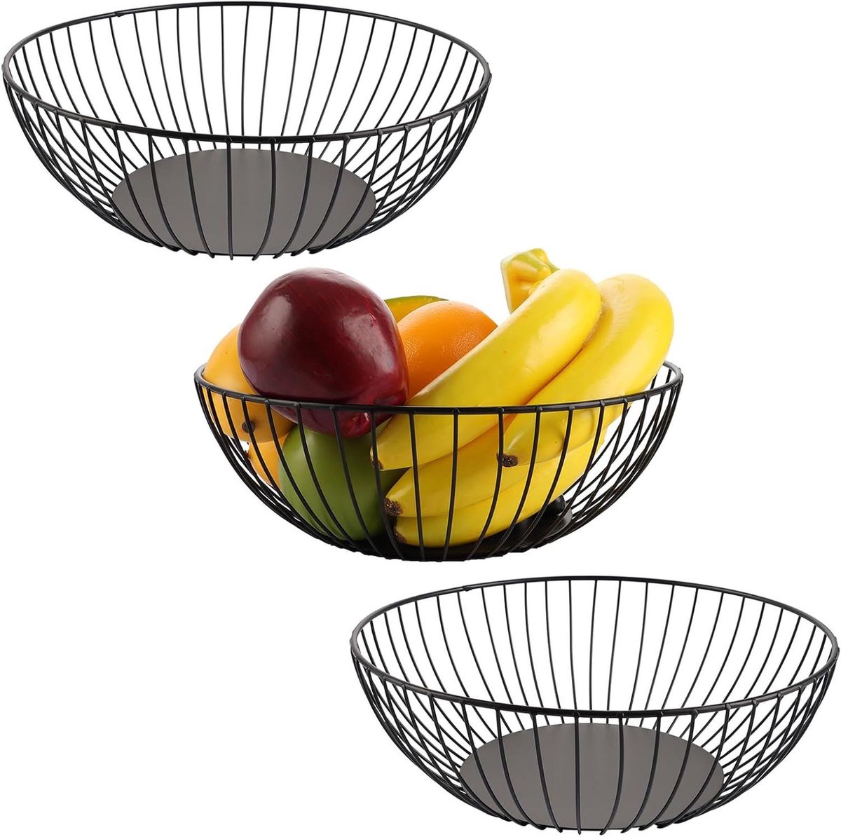 Cosensi - Zwarte draadmand voor fruit en snacks in de keuken.
