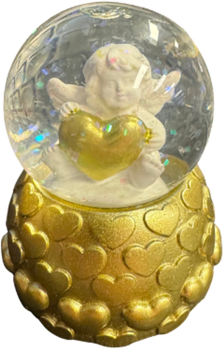 Schudbol engel - gouden voet - 4.5 cm