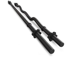 Trex Sport TX-150SP/120LCP – Halterstang - Recht & Halterstang - Gebogen – Rechte Stang 150 cm & Curlstang 120 cm Set – Staal Ø 25 mm – Voor Thuisgym – Inclusief Sluitingen
