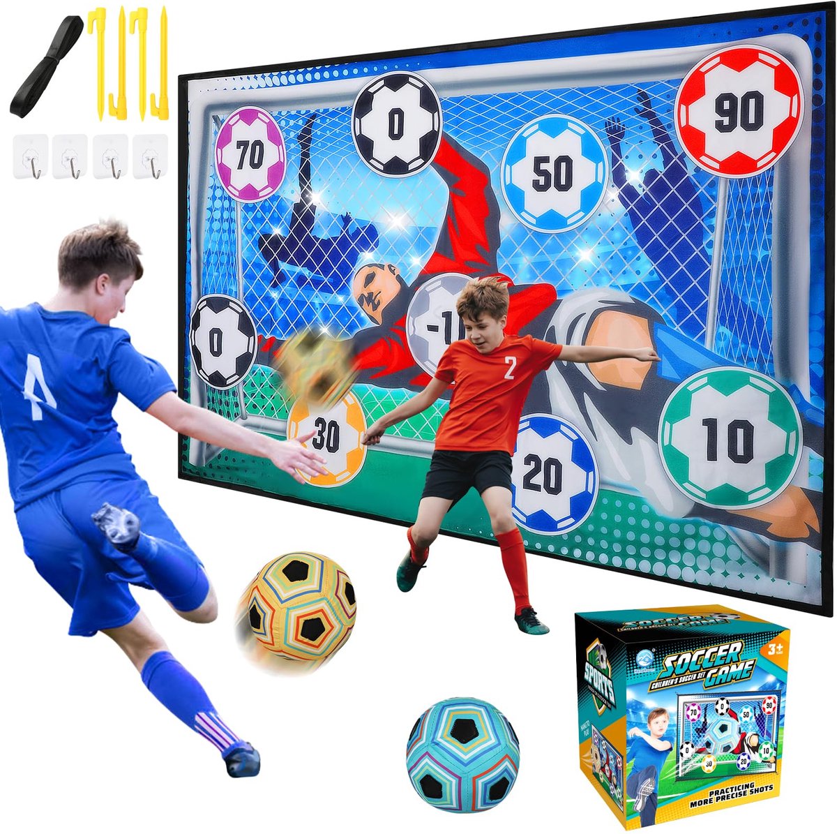 VATOS Voetbalspel Set - Binnen & Buiten Score Bord - Zachte Ballen - Draagbaar Doel - Voetbal Speelgoed Voor Kinderen 3-12 Jaar Jongens en Meisjes
