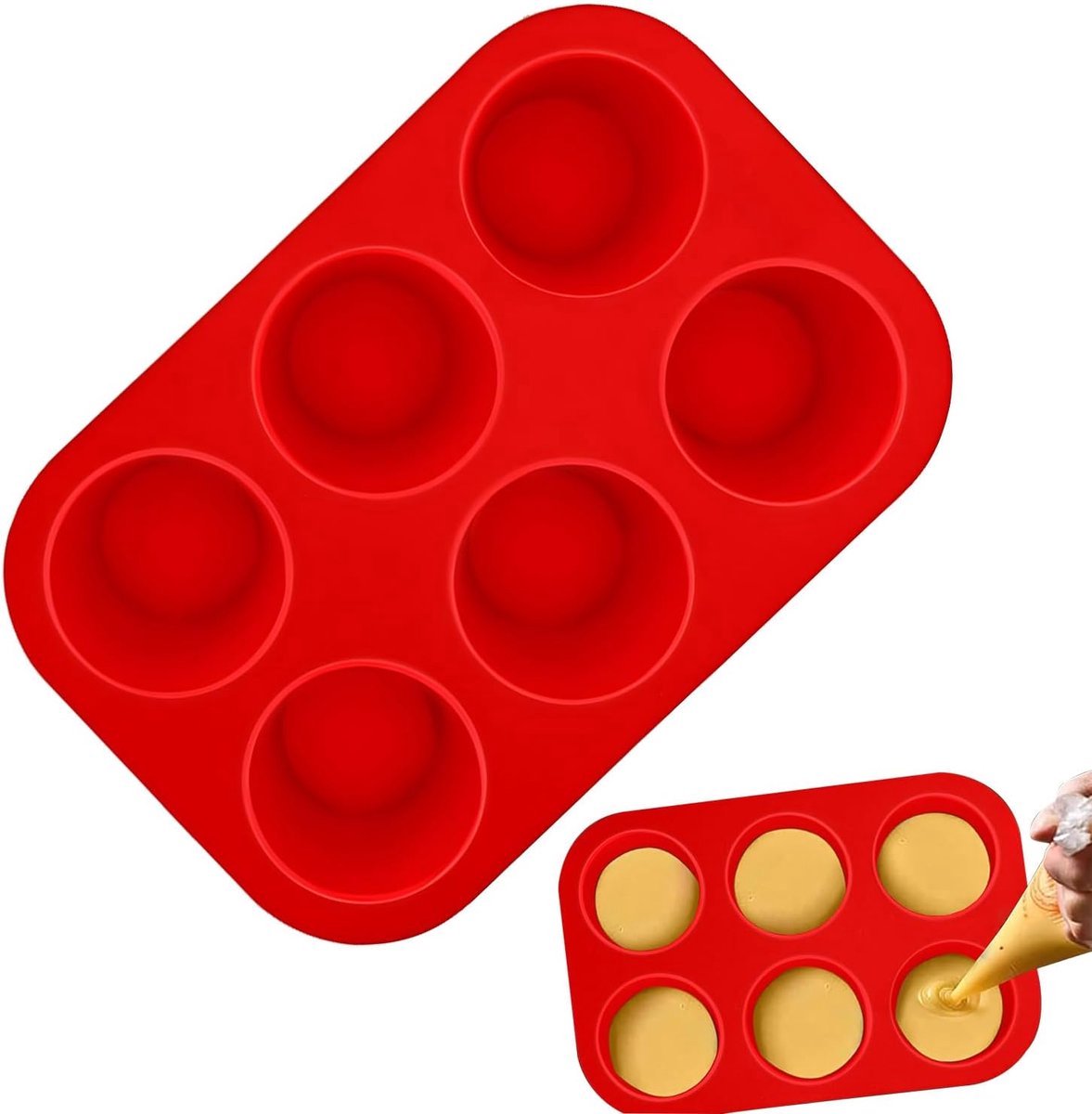 Stunq® Duurzame Siliconen Muffinvorm - 6 Grotere Cups voor Diverse Bakresultaten