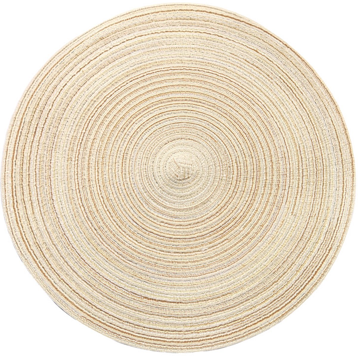 Set van zes ronde, handgeweven katoenen placemats van 38 cm, gemakkelijk schoon te maken, geschikt voor feestdagen en bruiloften,Beige