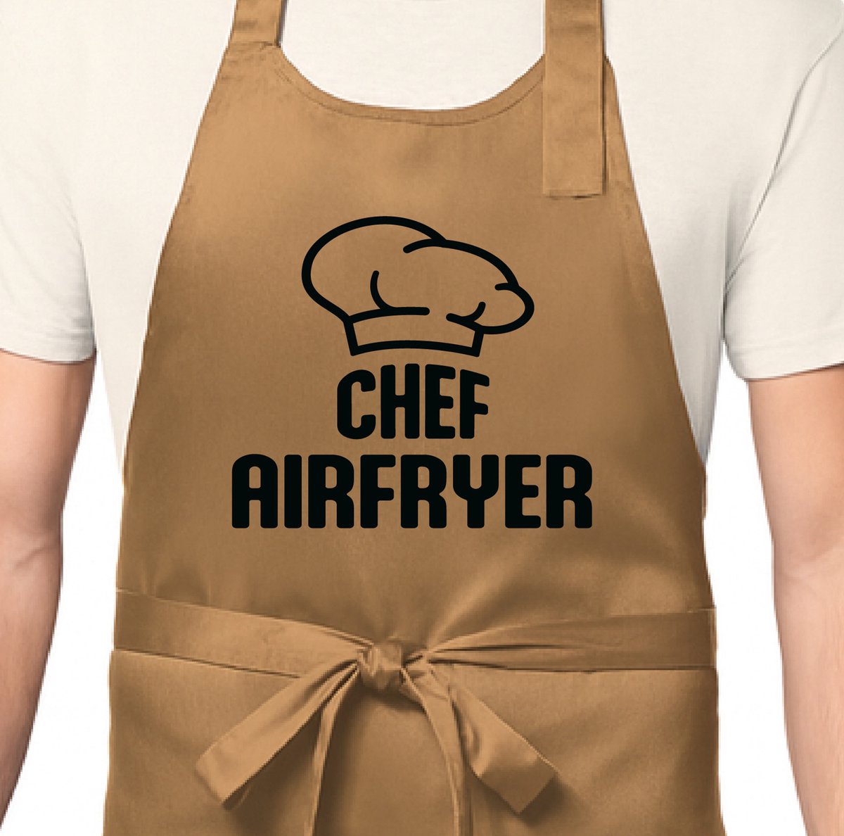 Zomertip! - Keukenschort Chef Airfryer | Kaki | Dames/Heren | Verstelbaar | Cadeau-idee | BBQ | Verjaardag | Jubileum | Verrassing | Grapje