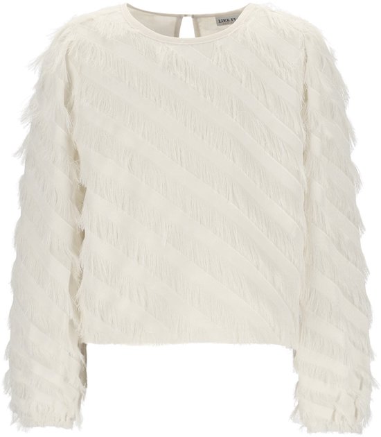 Like Flo - Ella Flo girls fringes blouse - Cream - Taille 134-140