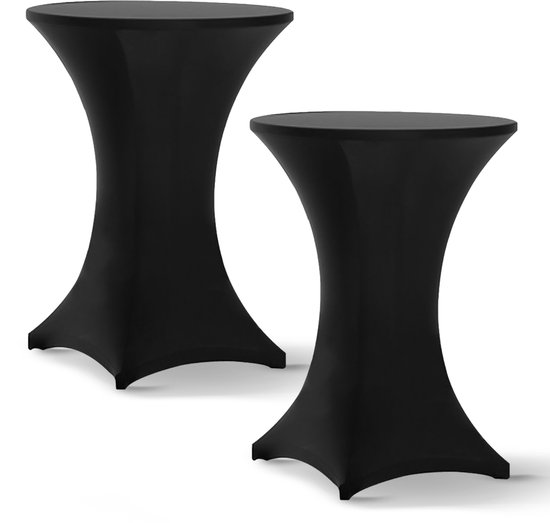 2x Luxe Statafelrok - ∅80-85x110 cm - Kreukvrij, Extra Dik & Sterk - Stretch Statafelhoes - Koningsdag Feest Artikelen Versiering - Statafel Partytafel Tafelrok - Zwart