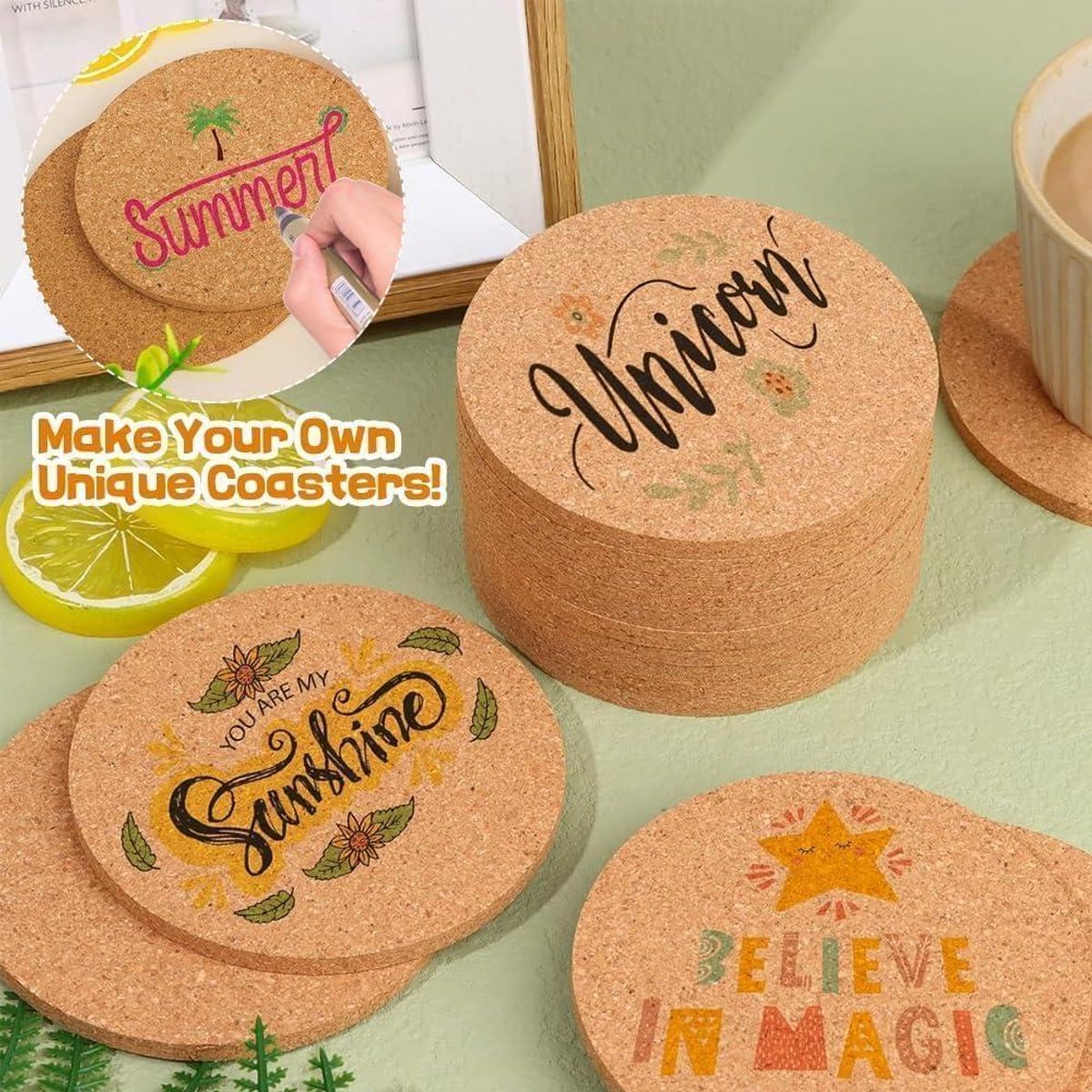 Kurk Coasters Houten Drank Onderzetters Thee Koffie Mat Absorberend - Set van 100 stuks