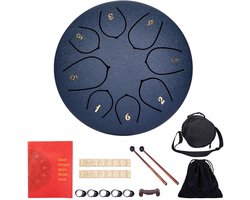 Tongue Steel Drum 20 cm Ø - Handpan - Klankschaal - 8 Noot Steel Drum Set met Reistas, Drumstokken en Notensticker - Geschikt voor Muziek, Meditatie, Yoga en Healing Sessies - Incl. Muziekboek en 5 Vingerpennen