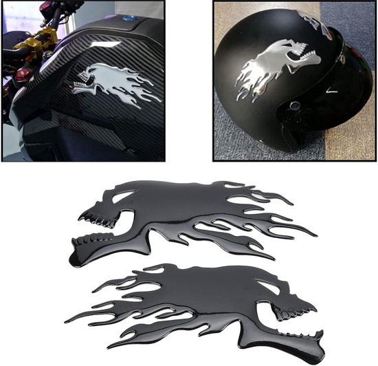 4 stuks 3D-brandstoftank vlam doodskop stickers motorfiets