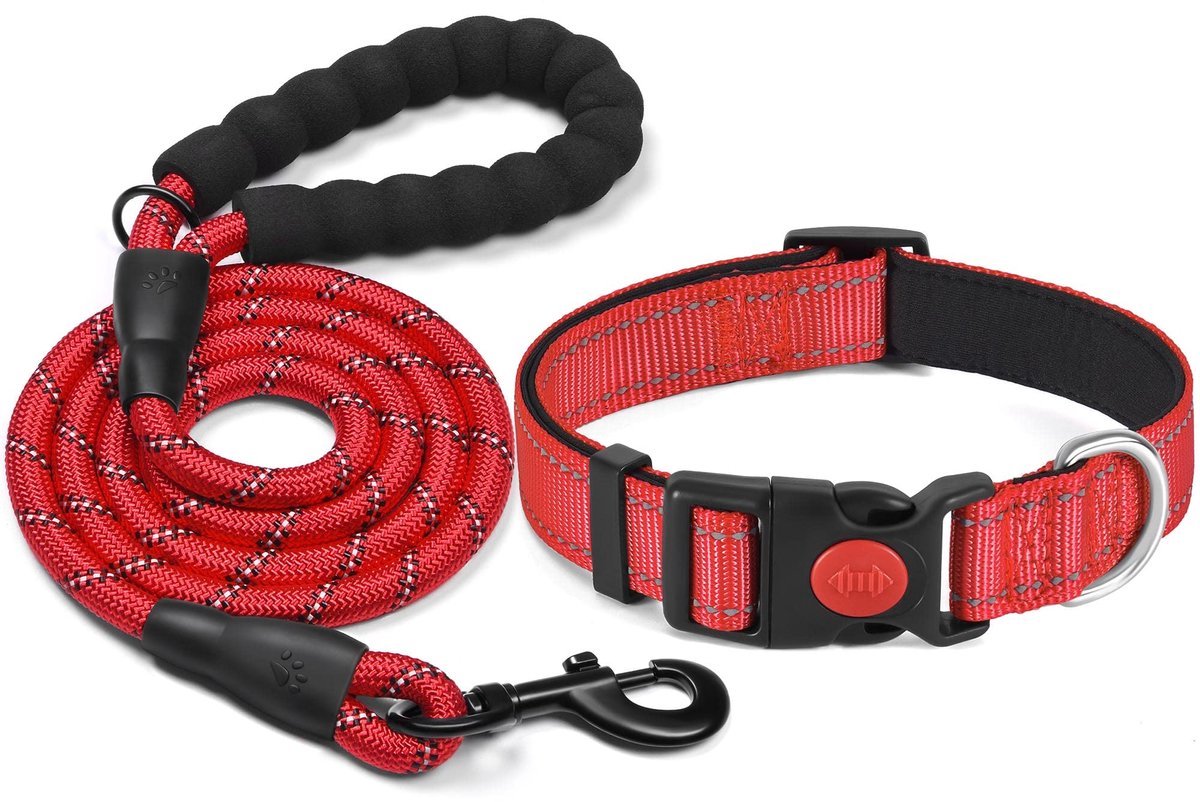 Stunq® Hoogwaardige, reflecterende hondenhalsband met ademende neopreen vulling – voor comfort en veiligheid