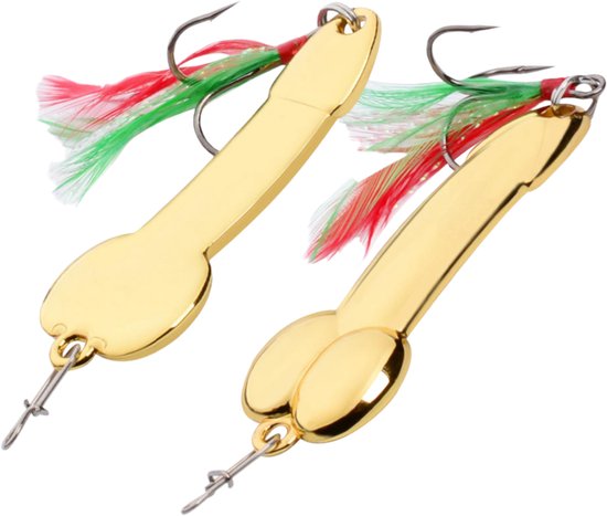 S&D - Leurres pénis cuillère - 2 pièces - 15g 5,3cm - Pêche aux carnassiers - Couleur or avec hameçon triple