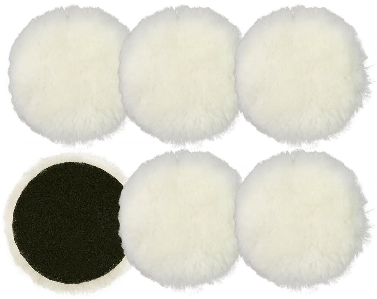 Cosensi - Polijstpads 6 stuks 125mm lamswollen kap polijstopzetstuk auto polijstmachine
