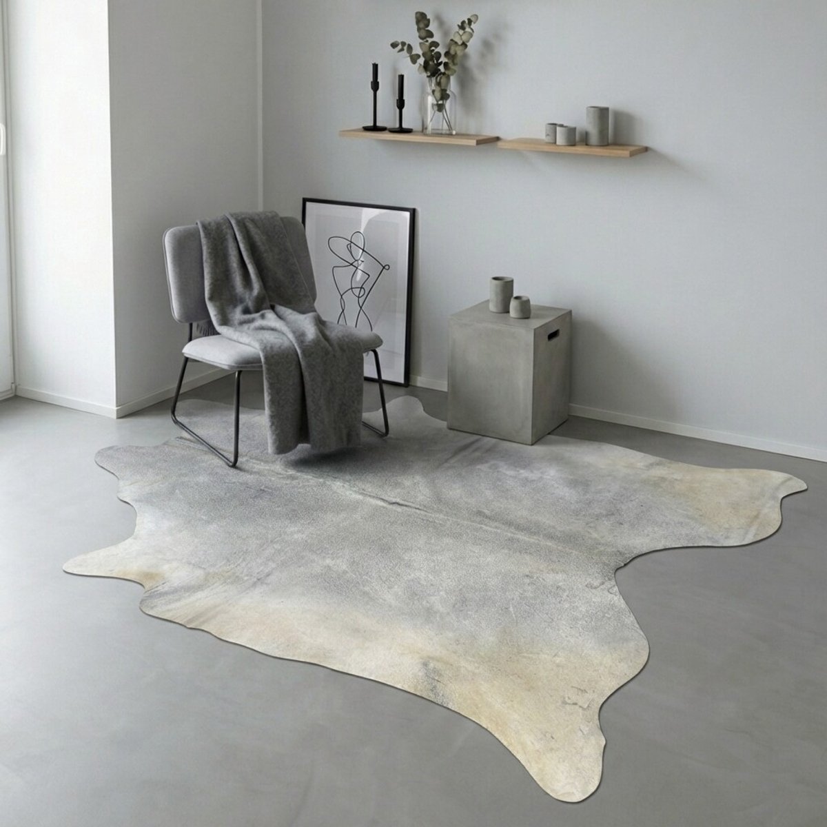 Koeienhuid Vloerkleed XL (Groot) - Grijs / Taupe / 0150 - 235 x 205 cm - Koeienkleed / Koeienvel / Dierenvel / Dierenhuid / Koehuid Tapijt