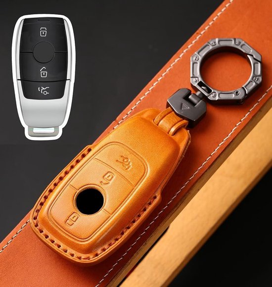 Cosensi - Étui pour clé de voiture en cuir véritable pour Mercedes Benz A C E G S CLS klasse - Accessoire automobile - Protecteur de clé avec porte-clés