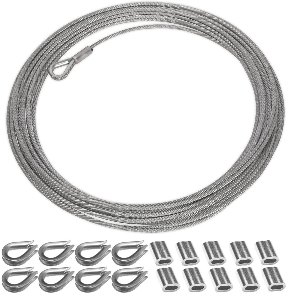 Cosensi - RVS kabel touw 2mm x 10m met krimpkous mouwen en vingerhoedjes - voor leuning decking