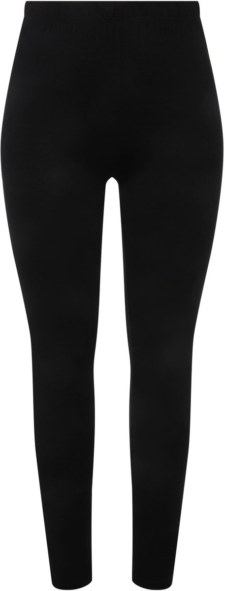 Ulla Popken - Dames - Legging kuitlang smalle pijp elastische tailleband - Klassiek zwart - Maat 58+