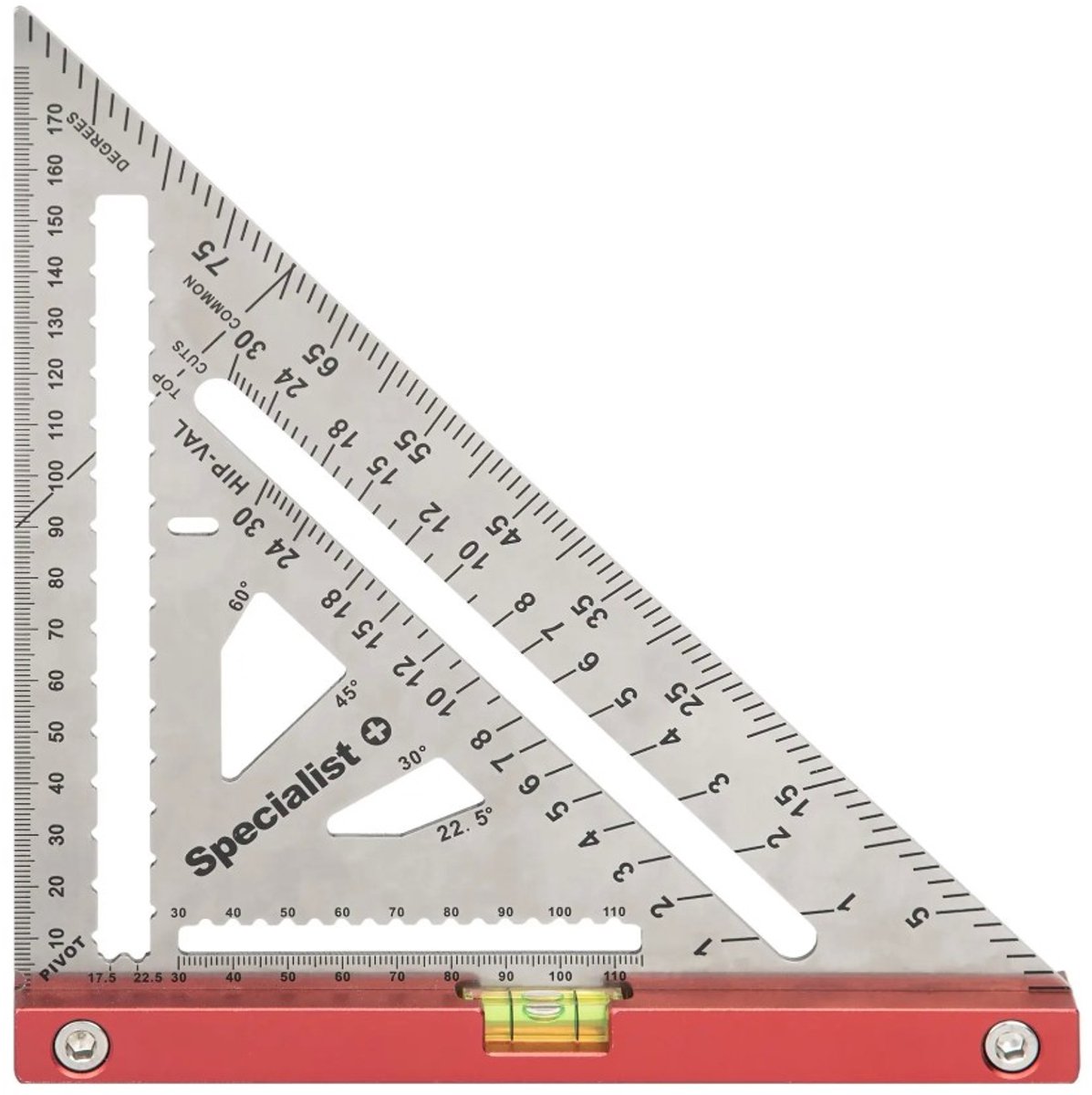 Meetdriehoek - Winkelhaak PREMIUM 180 mm – Specialist+ | RVS Hoekmeter met Waterpas