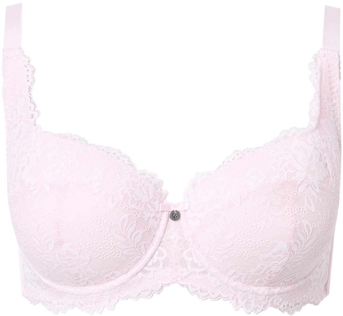 Ulla Popken Dames - Beugelbeha zachte cups balconette-beha kant - Babyroze