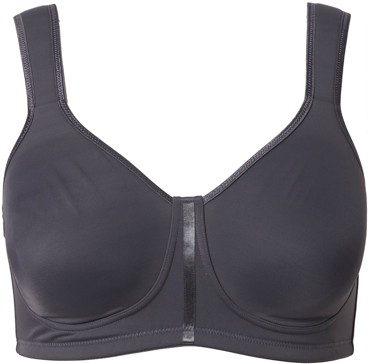 Ulla Popken - Dames - Wellnessbeha microvezel zonder beugel - Donkergrijs - Maat 105D