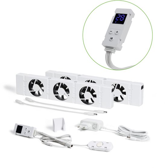 SpeedComfort Radiator Ventilator met Control Sensor - Duo Set (2x) - Sneller Verwarmen - Tot 22% Energie Besparen - Geschikt voor Warmtepomp - Meerdere Snelheden - Simpel te Plaatsen - Fluisterstil